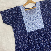 Pure Soft Cotton Vertical Frill Type Feeding Nighty, Free Size, Short Sleeve Sleepwear in Premium Softest Cotton Fabric (Bra Size 34"-40" | 54″-56″ length)